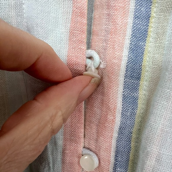 Rails Thea Top Women's Sze XS Biarritz Multi Stripe Tie Front V-Neck Linen Blend - Picture 7 of 12